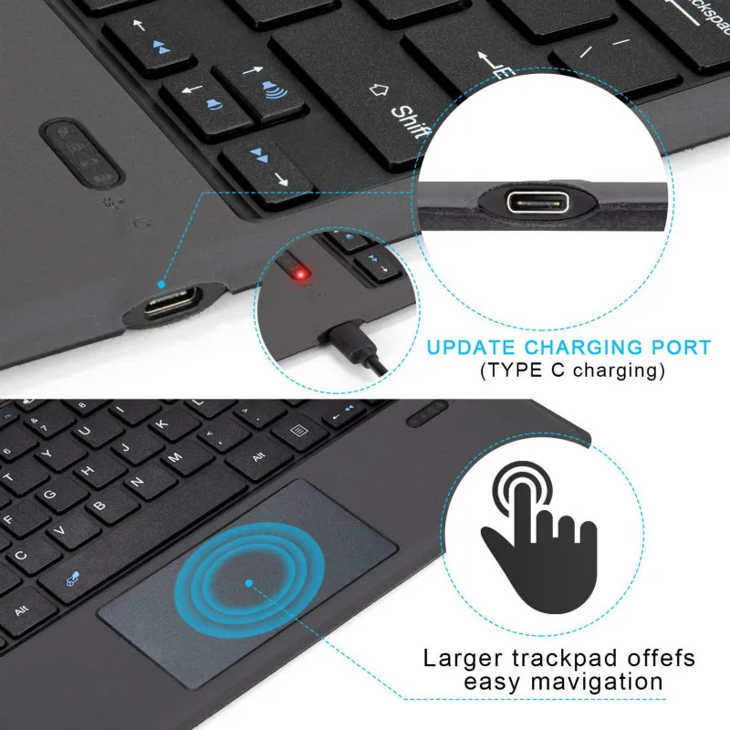 Teclado para Microsoft 12.3 sem Fio 10 tipo Capa Surface 5 6 7 2021 Bluetooth Tablet Teclado Superfície ir 1 2 Touchpad Pro 3 - 4 - Imagem 4