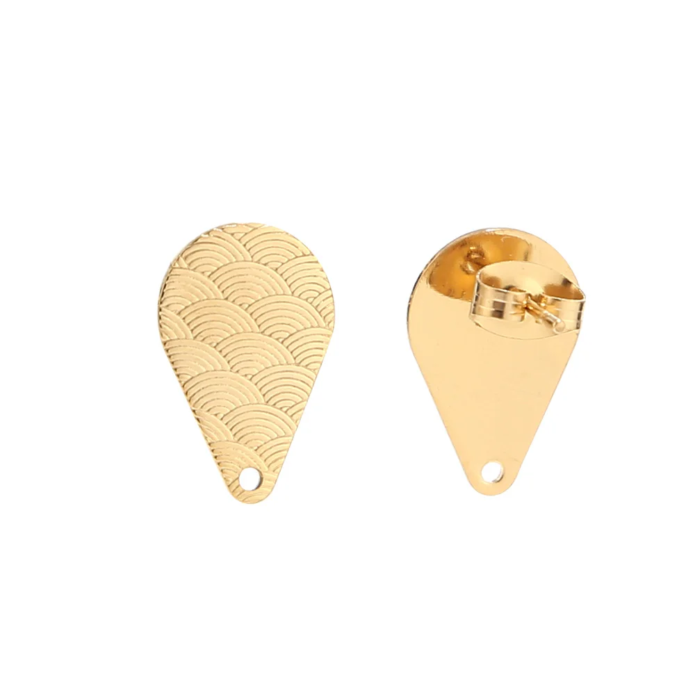 Gold Plated Teardrop 10 шт. новейший топ из нержавеющей стали Teardrop геометрический ромб серьги-гвоздики столбы с отверстием золотой тон DIY серьги аксессуары - Цвет: Gold Plated Teardrop