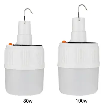 

80W/100W Solar LED Light Bulb Portable Energy Saving LED Lantern Light for Home Outdoor Camping Market Tent Night Lamp