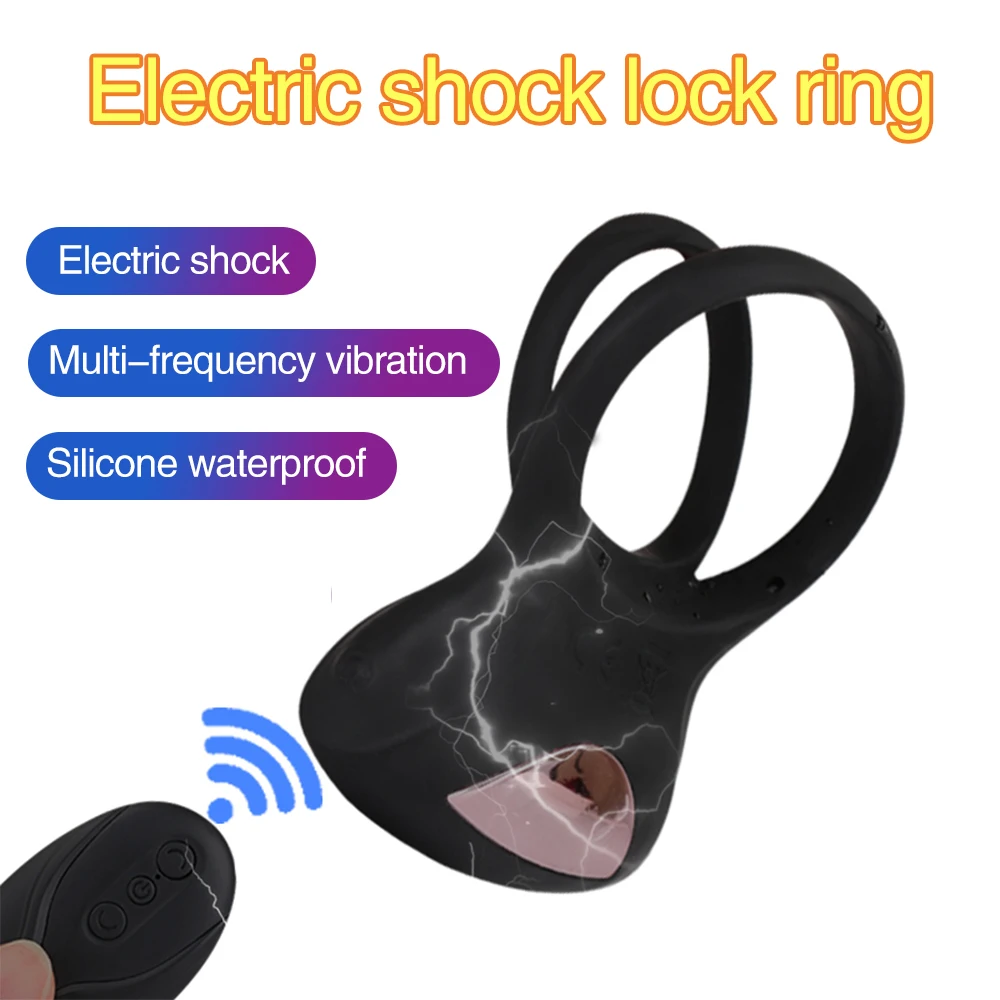 Dual Soft Silicone Vibrating Ring Electric Shock Dick Ring ring Adult Sex Toys for Men for Couples Erect_voghion.com