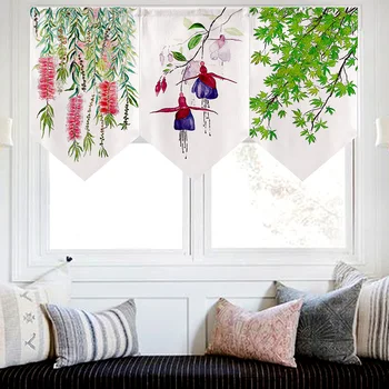 

Chinese Partition Curtain Triangular Curtain Kitchen Short Curtain Living Room Decorative Shade Curtain Half Curtain