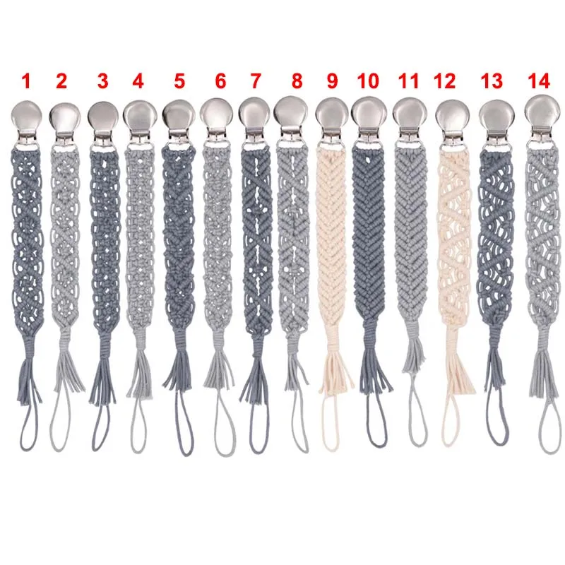

Vintage Simple Crochet Pacifier Clip Baby Cotton Tassel Pacifier Chain for Newborn Teething Soother Chew Dummy Clips hand made