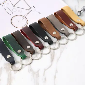 

High-grade Cowhide Leather Car Keychain Wallet Cowhide Leather Key Chain Simple Waist Hanging Keychains Auto Keyrings Keyholder