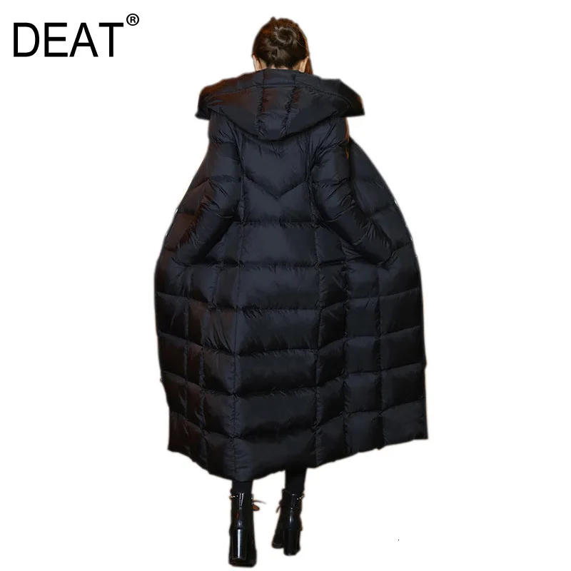 

DEAT 2020 Long Section Over The Knee Solid Color Thickening Ladies Hooded Down Jacket Winter New Korean Jacket 19G-a29