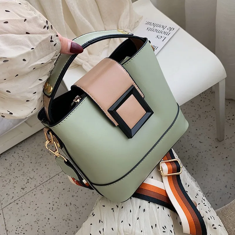 

2020 Simple Fashion Bucket Women Shoulder Bag Solid Color For Girl Crossbody Bag Female Luxury Large Capacity Travel Handbags