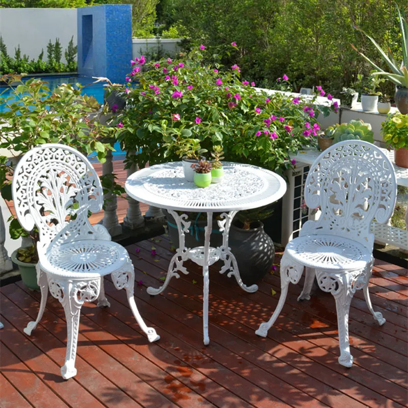 

3pcs cast aluminum garden furniture Patio terrace Bistro set Balcony table and 2 chairs-metal-anti rust all weather waterproof