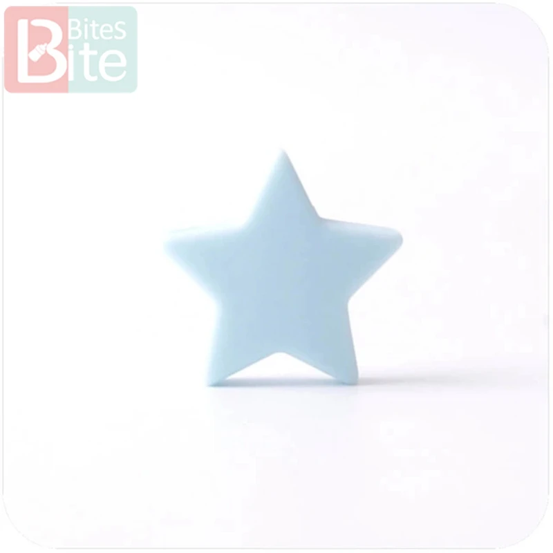 Candy Blue Star Bite 10 шт. 23 мм красочные силиконовые звезды BPA бесплатно силиконовые прорезыватели DIY ремесла Детские аксессуары силиконовые бусины Детские Прорезыватели игрушка - Цвет: Candy Blue Star