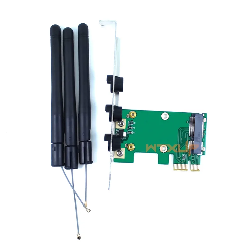 wifi and bluetooth card for pc Wireless Wifi network card Mini PCIE full / half size to PCI-E 1X 4X desktop adapter 2 antennas computer ethernet to phone port adapter