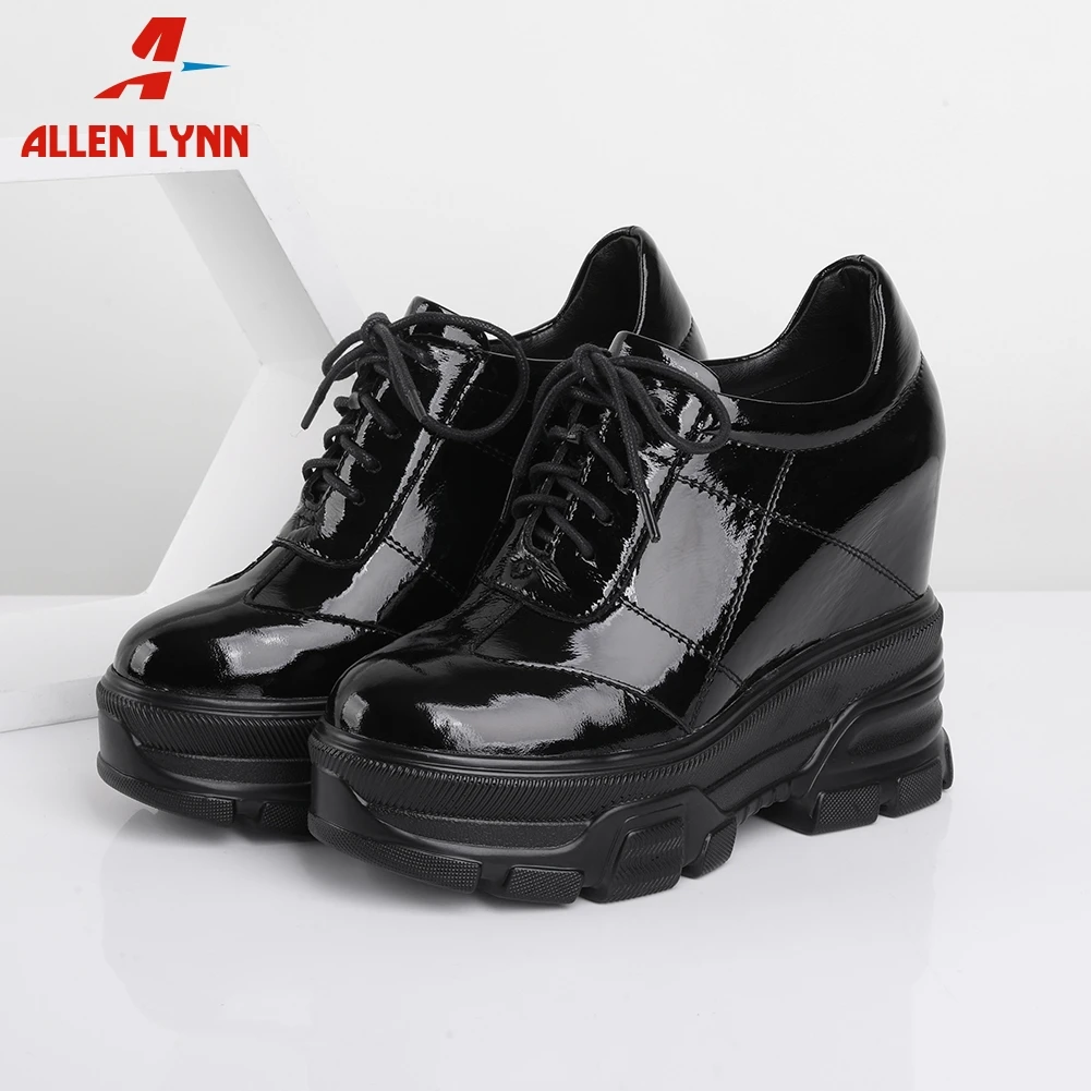 

ALLEN Big Size 32-40 Brand New Ladies Casual Party Shoes Woman Fashion Height Increasing Pumps Women Patent Leather Pumps