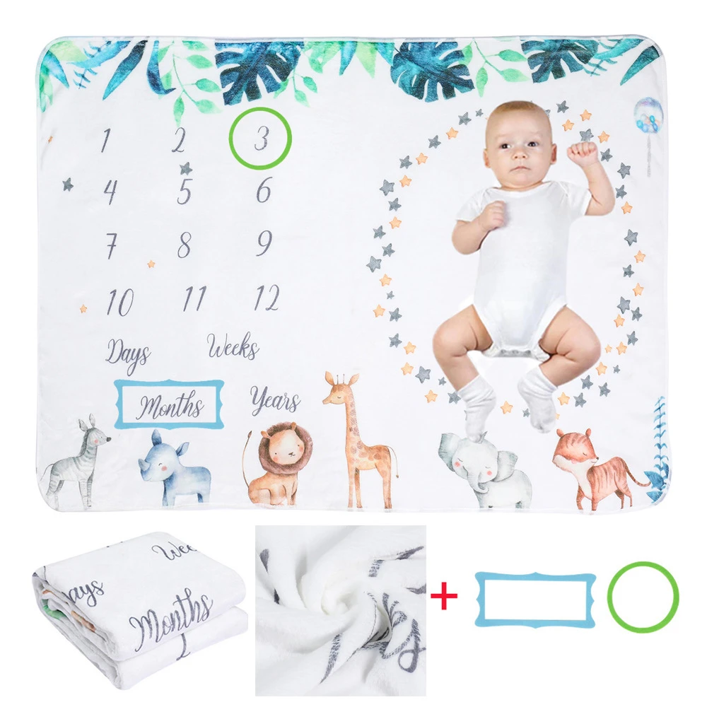 75*100cm Baby growth chart Blanket Baby Monthly milestone Blankets