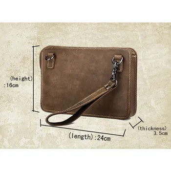 

New Genuine Leather Retro men Messenger Purse Day Clutches Vintage Business Male Shoulder Crossbody Bags Brown Handbag