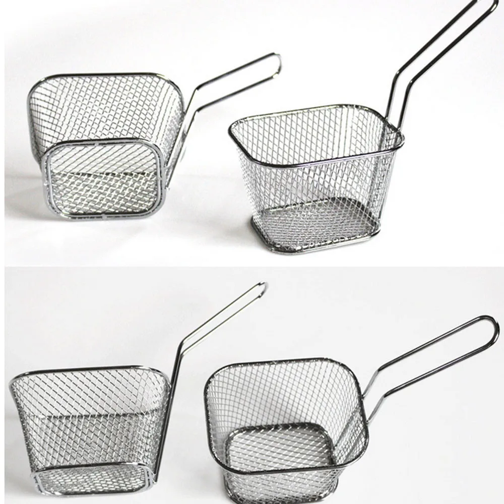 

Mini Fry Baskets Stainless Steel Fryer Basket Strainer Serving Food Presentation Cooking French Fries Basket Kitchen Tool