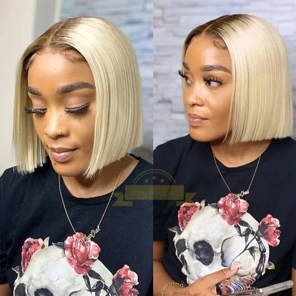 1b/613 Lace Front Wig Dark Roots 13x4 Closure Frontal Wigs Bob Human Hair Pre Plucked 613 Blonde 13x2 | Шиньоны и парики