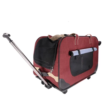 

Pet Trolley Dog Outing Portable Pack Four Wheels Bag Cart Closed Cat CageOutgoing Light Kennel Carrier