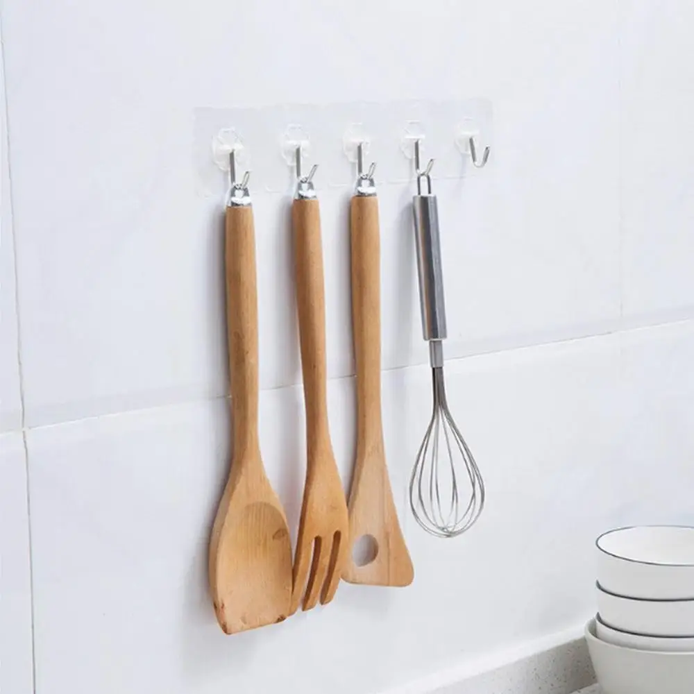 20PCS Hook Strong Transparent Suction Wall Sucker Hanger Waterproof Adhesive Heavy Load Rack Stainless Steel Hook cintre cabide