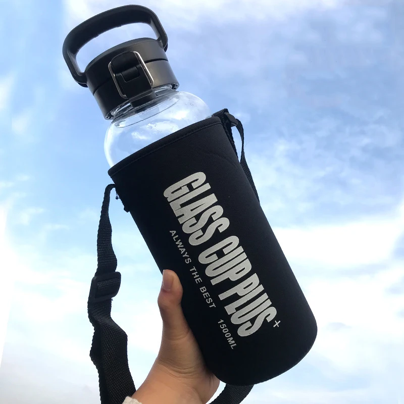 

Glass Water Bottle Large Capacity Portable Leakproof Cup Outdoor Sports Camping Picnic Bicycle Cycling Tour Waterbottle