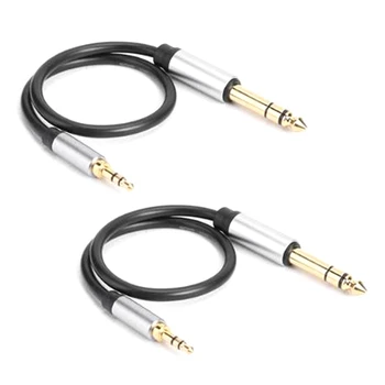 

2 Pcs 3.5mm Gold Plated Aux Stereo 3.5 to 6.5 Male to Male o Jack for Computer o Mixer Microphone Cable