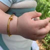 Ethlyn 2pcs/lot  Classical Smooth Lucky Baby Newbaby Gold Color Kids Adjustable Bangle Bracelet Best Children Gifts  B147 5