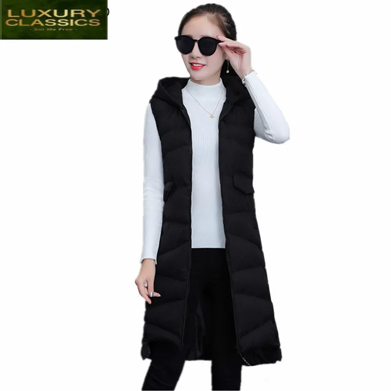 

Winter Vests 2021 Women Fashion Long Warm Sleeveless Vest Female Casual Waistcoat Feminine Coat Lady Elegant Coats LWL612