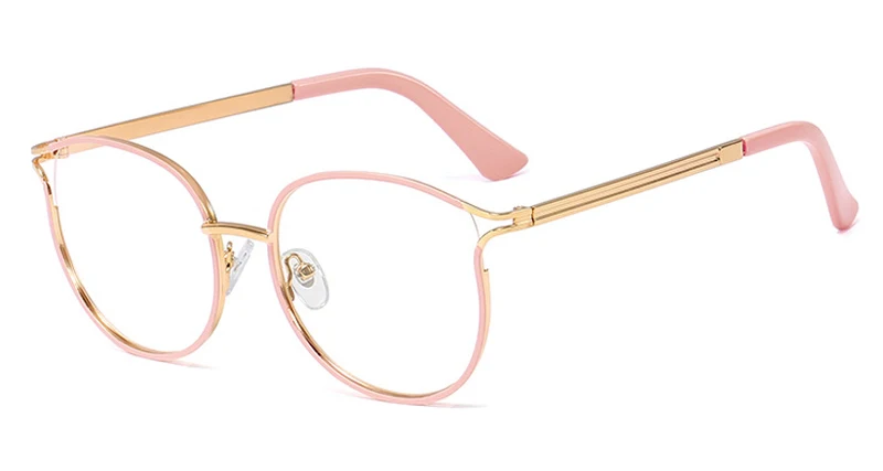 pink gold frame Peekaboo большие прозрачные золотые очки Круглые ретро с прозрачными линзами подарочные предметы женские металлические очки Женская декоративная рамка - Цвет оправы: pink gold frame