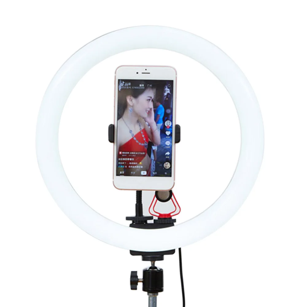 TUOPODA 12" Selfie LED Ring Light 3200-5600K Dimmable Video Live Selfie LED Ring Light Photography with Phone Holder USB Plug