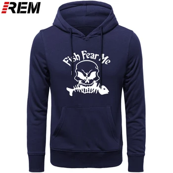 

REM Hoodies Funny Fish Fear Me Skull Men Fishings Printed High Quality Cotton O-Neck Brand Hoodies, Sweatshirts