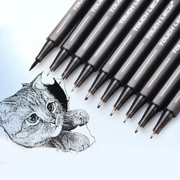 

10 pcs/set Fine Needle Pen Comic Drawing Pen Hook Line Stroke Pen Hand-painted Soft Tip Sketch Pen Black Pigma Micron Pen