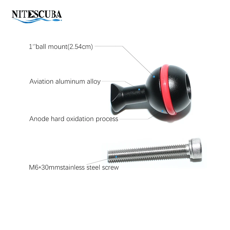Фото Nitedive алюминиевое шаровое Крепление Адаптер для вспышки 1 дюйм стандартное Крепление для зажима-бабочки адаптер для лотка горелки №3
