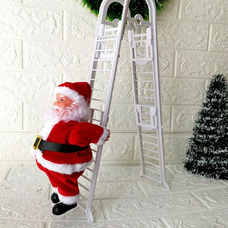 Электрический Санта Клаус, лестница для скалолазания, Рождественская фигурка, орнамент, рождественские, вечерние, сделай сам, ремесло, фестиваль, кукла, музыка,, подарок, Прямая поставка
