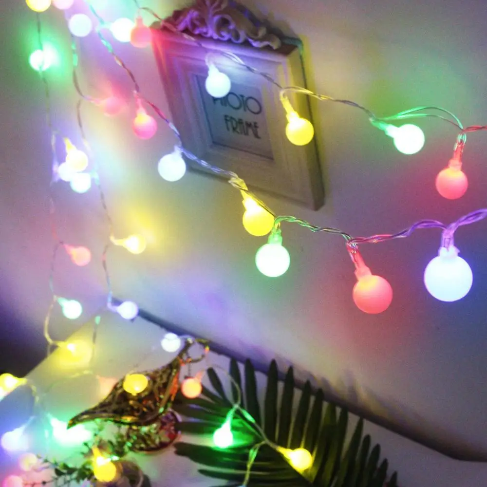 3m 6m 10m Outdoor LED Ball String Lights Fairy Garland Battery powered For Christmas Wedding garden party decoration lamp