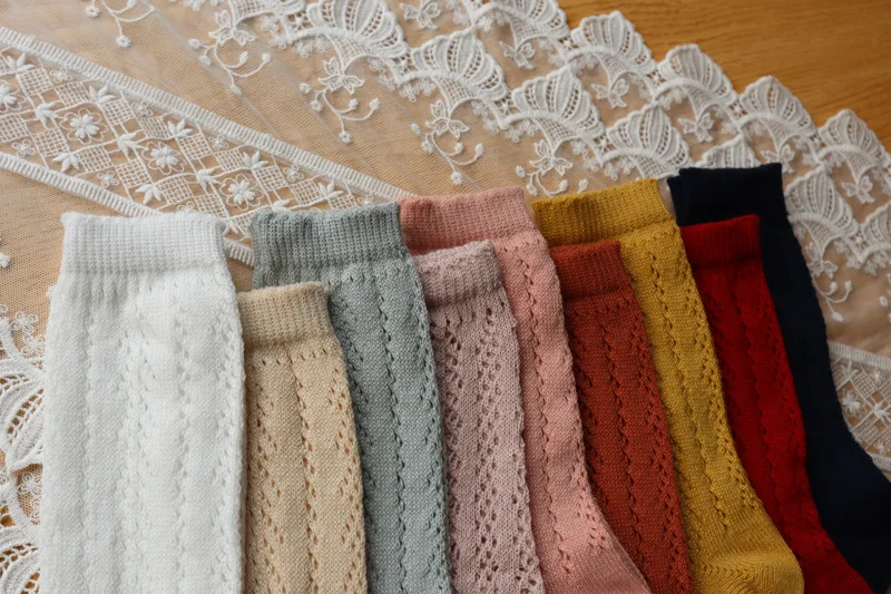 Summer Kids Socks Floral Big Bow Toddlers Girls knee High Long Sock Soft Cotton Hollow Out Baby Socks Mesh Girl Princess Socken