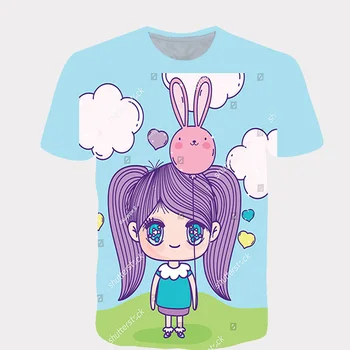 

Summer Unicorn T-shirt Children 3D Cartoon anime pony Girls Clothes Unisex Boys Short Sleeves White Tees Baby Kids Tops 4T-14T