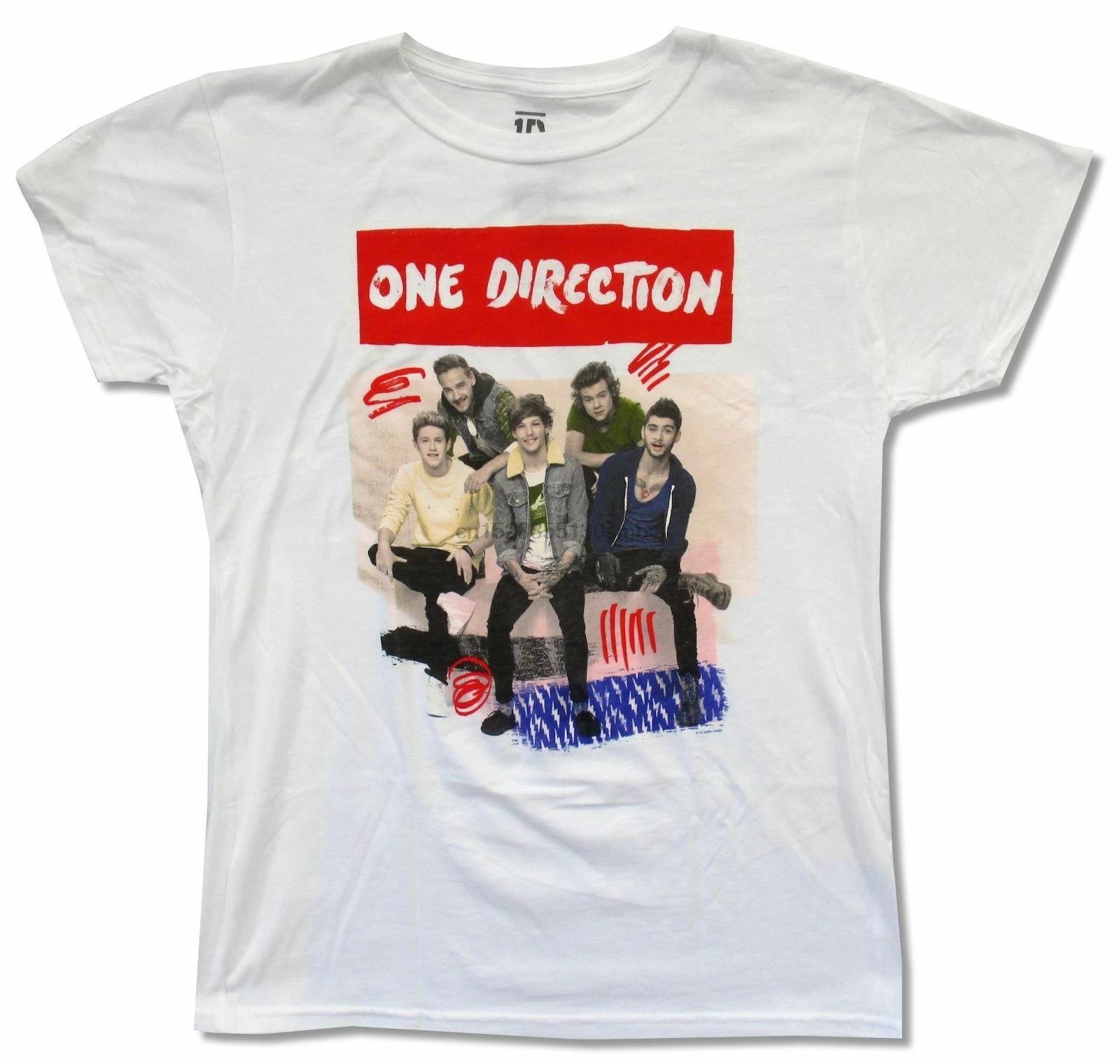 Shirts Short Sleeve Men Funny Tee GIRLS JUNIORS WHITE ONE DIRECTION SCRIBBLE T SHIRT NEW OFFICIAL Shirt | Мужская одежда