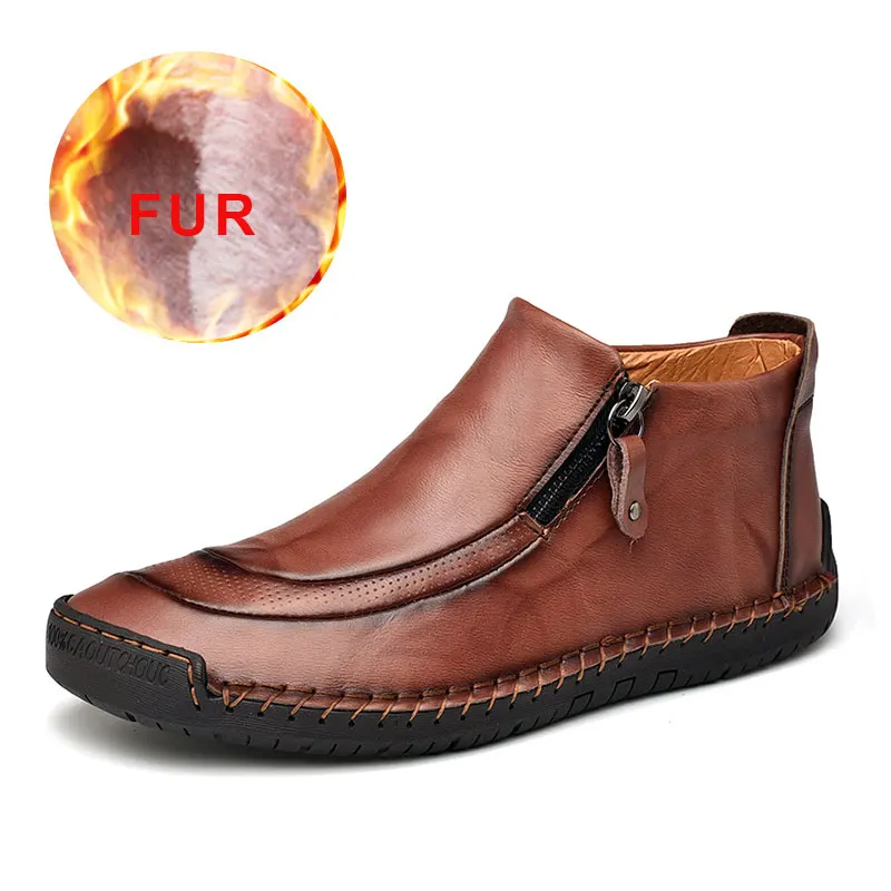 

2019 New Winter Men Shoes Fur Genuine Leather Loafers High Quality Casual Shoes Flats Mens Moccasins Shoes Fashion Big Size 48