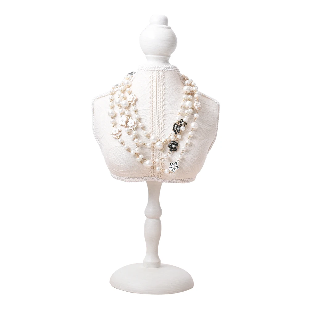 Unique Retro Wooden Lace Mannequin Bust Jewelry Necklace Bracelet Display Rack Earring Jewelry Display Stand Holder Storage Box