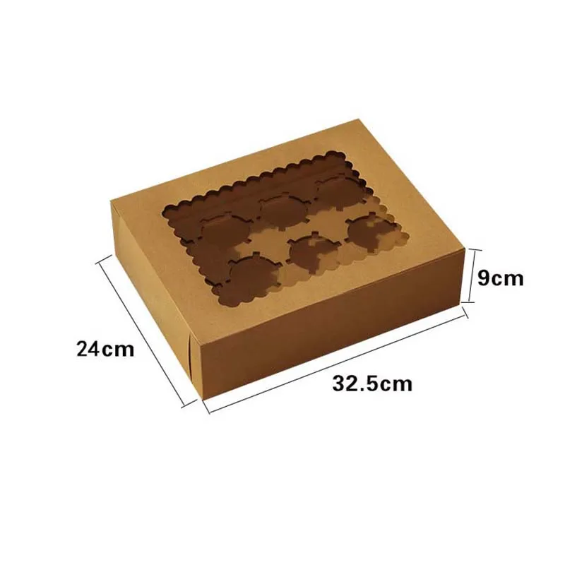 5 шт. 12 стаканов кекса коробка с подносом для торта крафт-бумага коробка для торта Свадьба День рождения десерт упаковка чехол коробочка для конфет на вечеринку