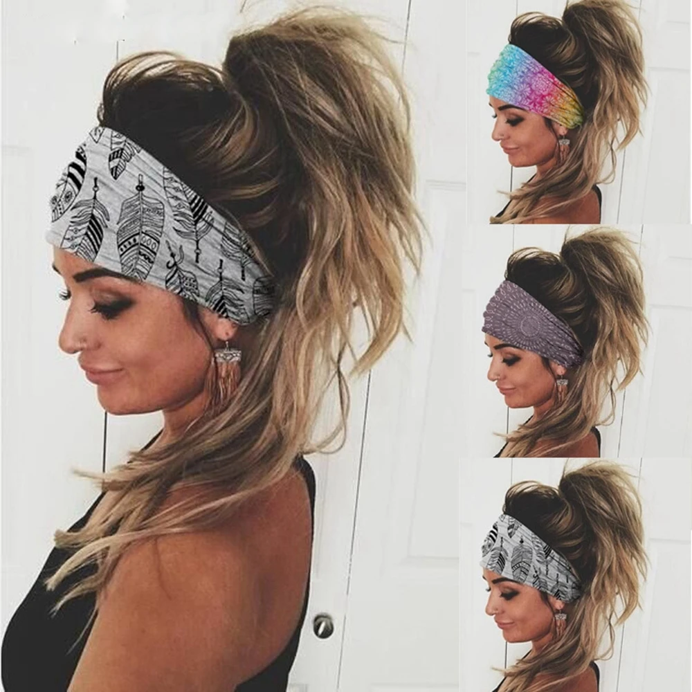 Cheap Womens Headpiece Stretch Wide Headwrap Hair Bands Elastic Headband Sports Running Bandage QLXVlD6Ly