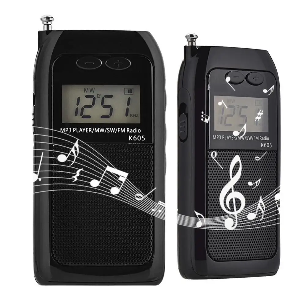 K-605 LCD Цифровой FM AM коротковолновый приемник радио многофункциональный стерео