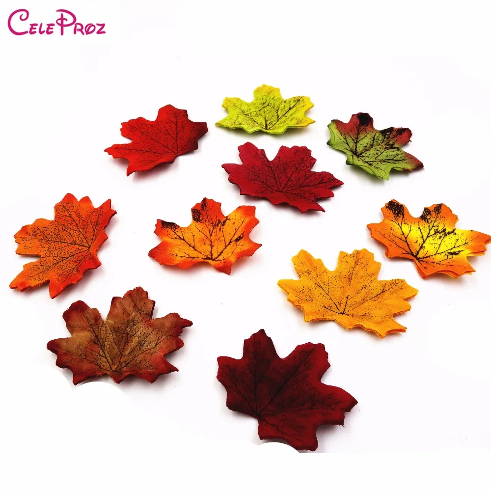 50/100Pieces Artificial Silk Maple Leaves Fabric Tree Leaf DIY Wedding Birthday Event Party Decor
