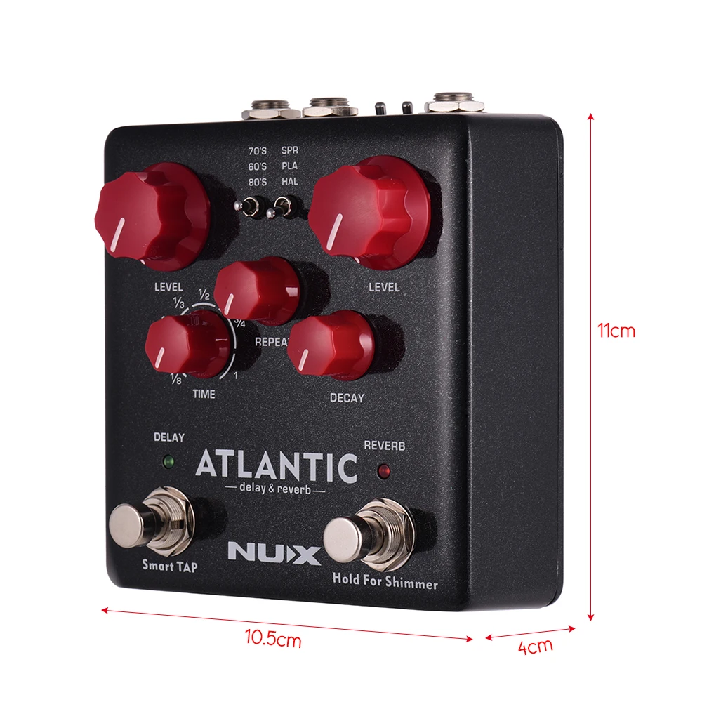 NUX ATLANTIC задержка и реверберация гитарный эффект педаль двойной ножной переключатель 3 эффекты задержки 3 эффекты реверберации коснитесь темп функция мерцания