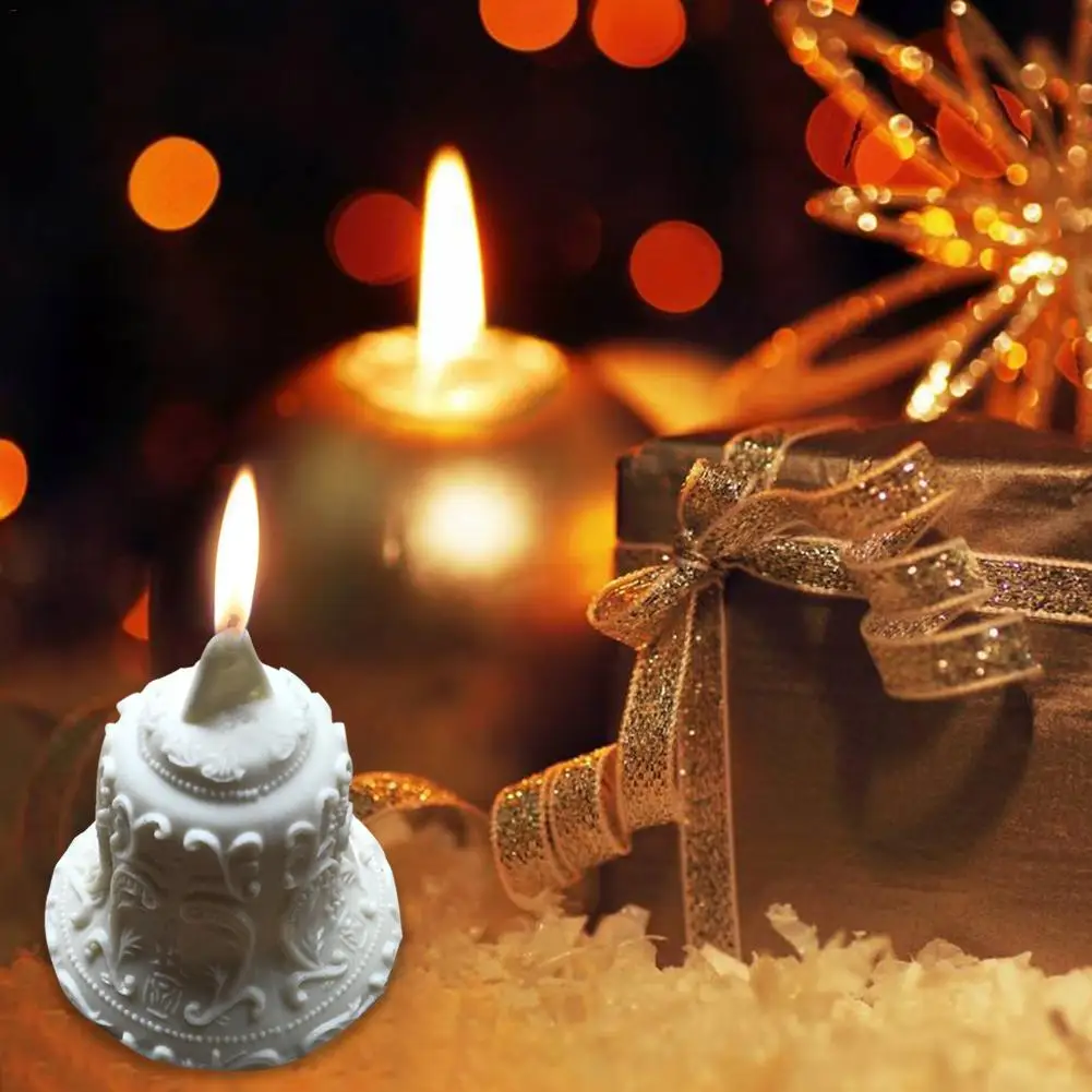 Candle Mould 3D Christmas Bells Shape Mould Aroma Candle Gypsum Mold Decoration Candle Mold DIY Handmade Silicone Moulds