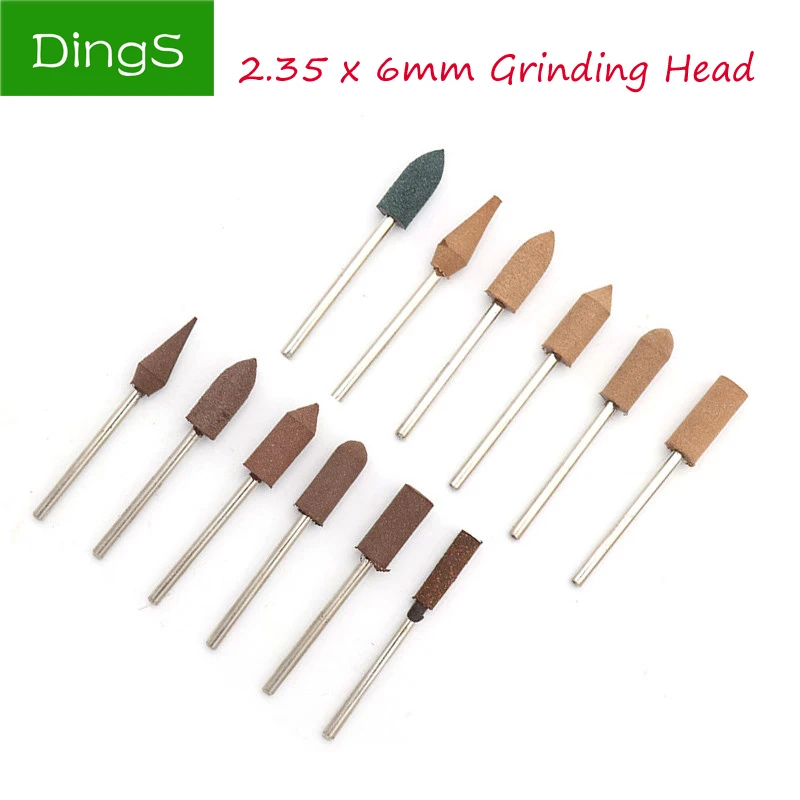10pcs 2.35mm Shank Abrasive Sesame/Rubber/Cowhide Grinding Head Set for Metal Rust Removal Jade Mold Fine polishing Rotary Tools |