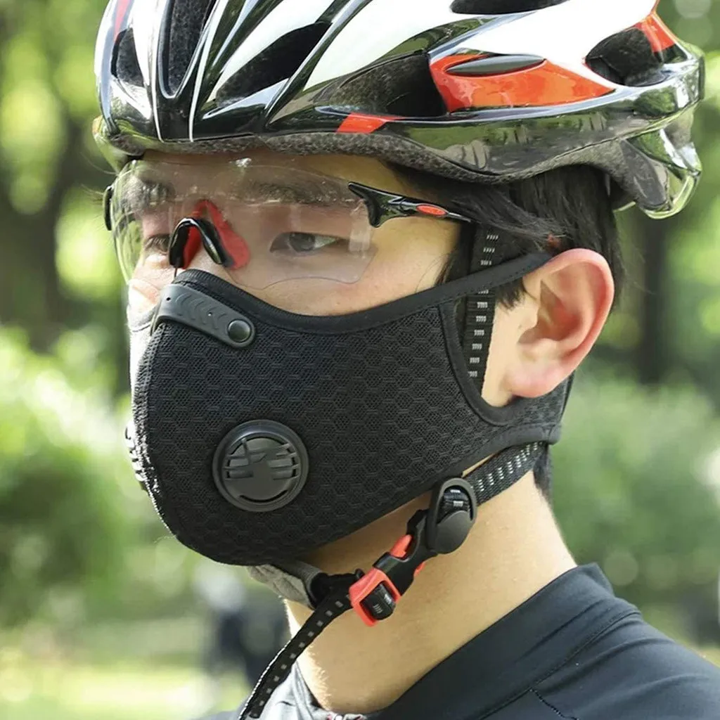 #h30 Dust With 4 Filters 4 Exhaust Valves Half Face Reusable Dustproof Respirator Bicycle Mask Cycling Face Mask Respirator