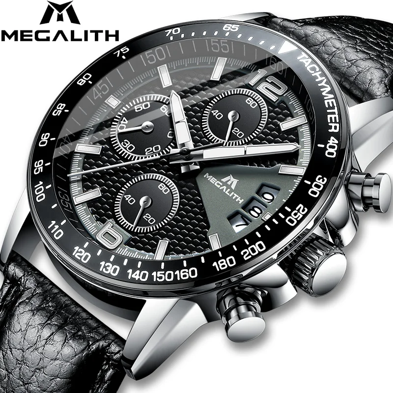 

MEGALITH 2019 Mens Watches Top Brand Luxury Business Quartz Watch For Male Waterproof Chronograph Gents Relojes Para Hombre