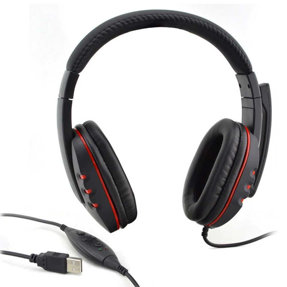 

for Sony PC Game Leather USB Wired Stereo Micphone Headphone Mic Headset