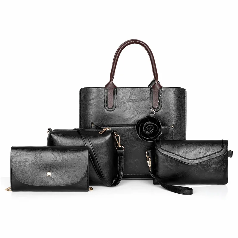 

Large Capacity Women PU Leather Handbags Tote Bags High Quality Ladies 4 Pieces Set Shoulder Bag Fashion Designer Messenger Bags