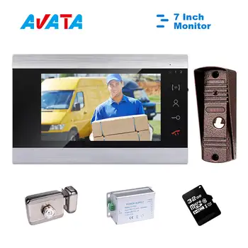 

Video Intercom for Home 1000TVL Doorbell 7 Inch Monitor with Electronic Lock Power Supply Support Unlock Motion Detection Record