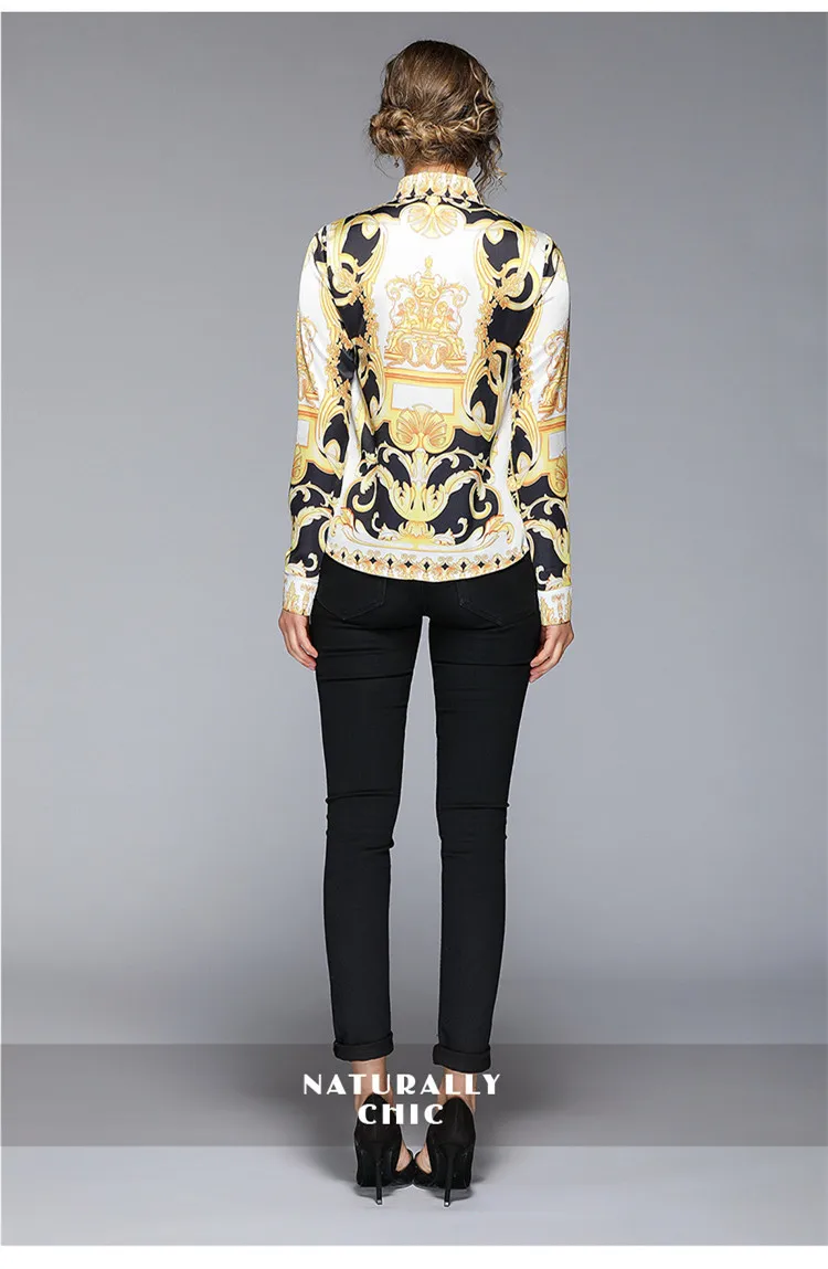 VERHELLEN модные дизайнерские блузки для подиума осенние женские с длинным рукавом винтажные барокко шаблон печати Повседневная рубашка блузка Топы
