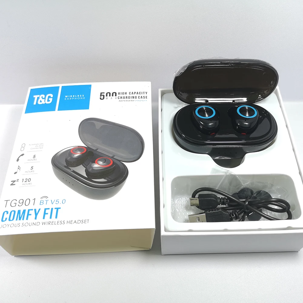 TG 901, беспроводные наушники, стерео, бас, настоящий Bluetooth 5,0, наушники, Hi-Fi, мини спортивные наушники-вкладыши, водонепроницаемые, сенсорные наушники