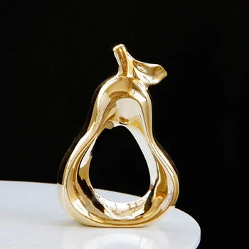 

Golden Ceramic Fruit-Shaped Statue Ceramic Pear Decoration Modern Simple Home Decoration Desktop Decoration